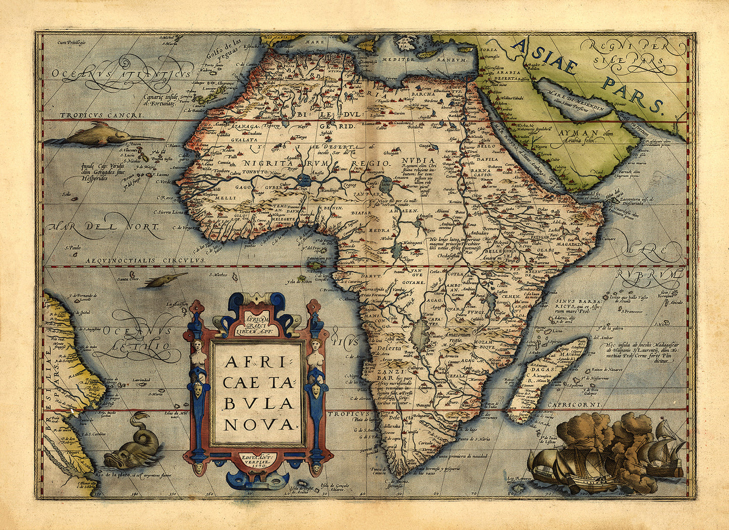 Ancient Africa Map Print 1570