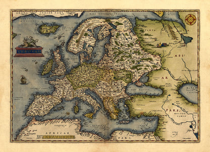 Ancient Europe Map Print 1570