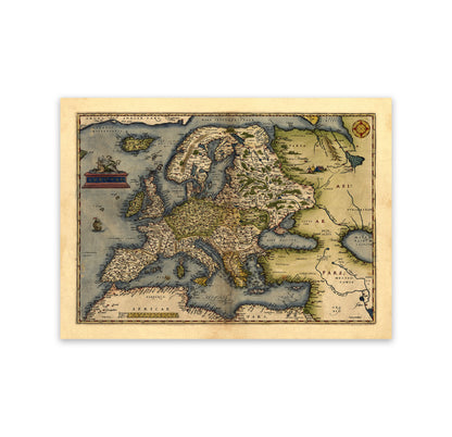 Ancient Europe Map Print 1570