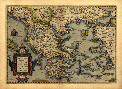 Ancient Greece Map Print 1570