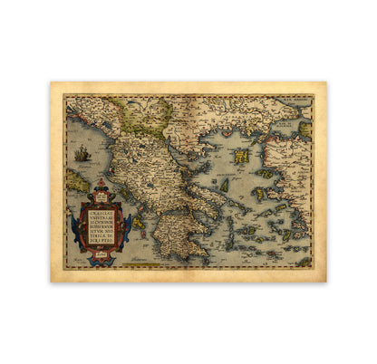 Ancient Greece Map Print 1570