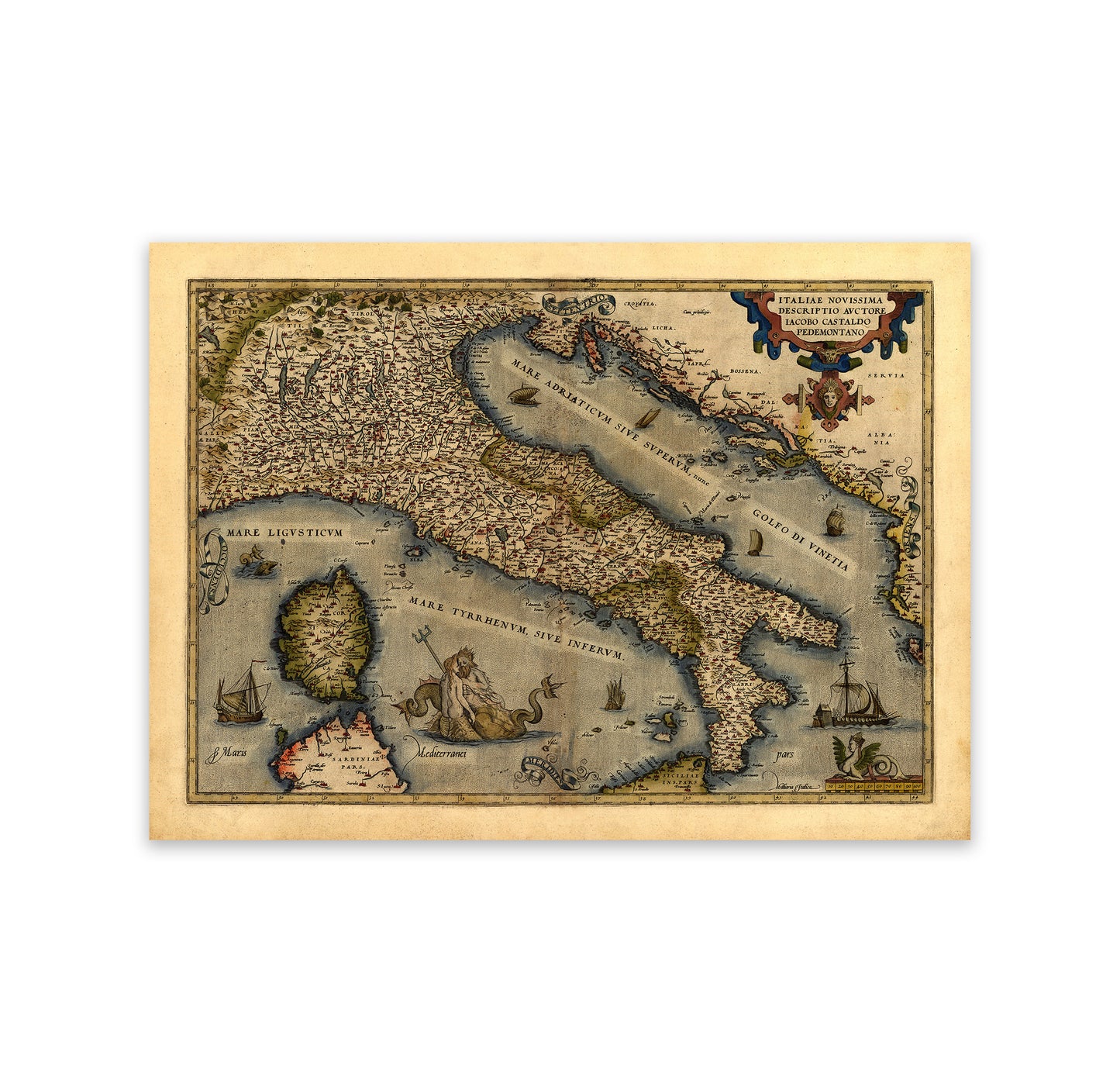 Ancient Italy Map Print 1570