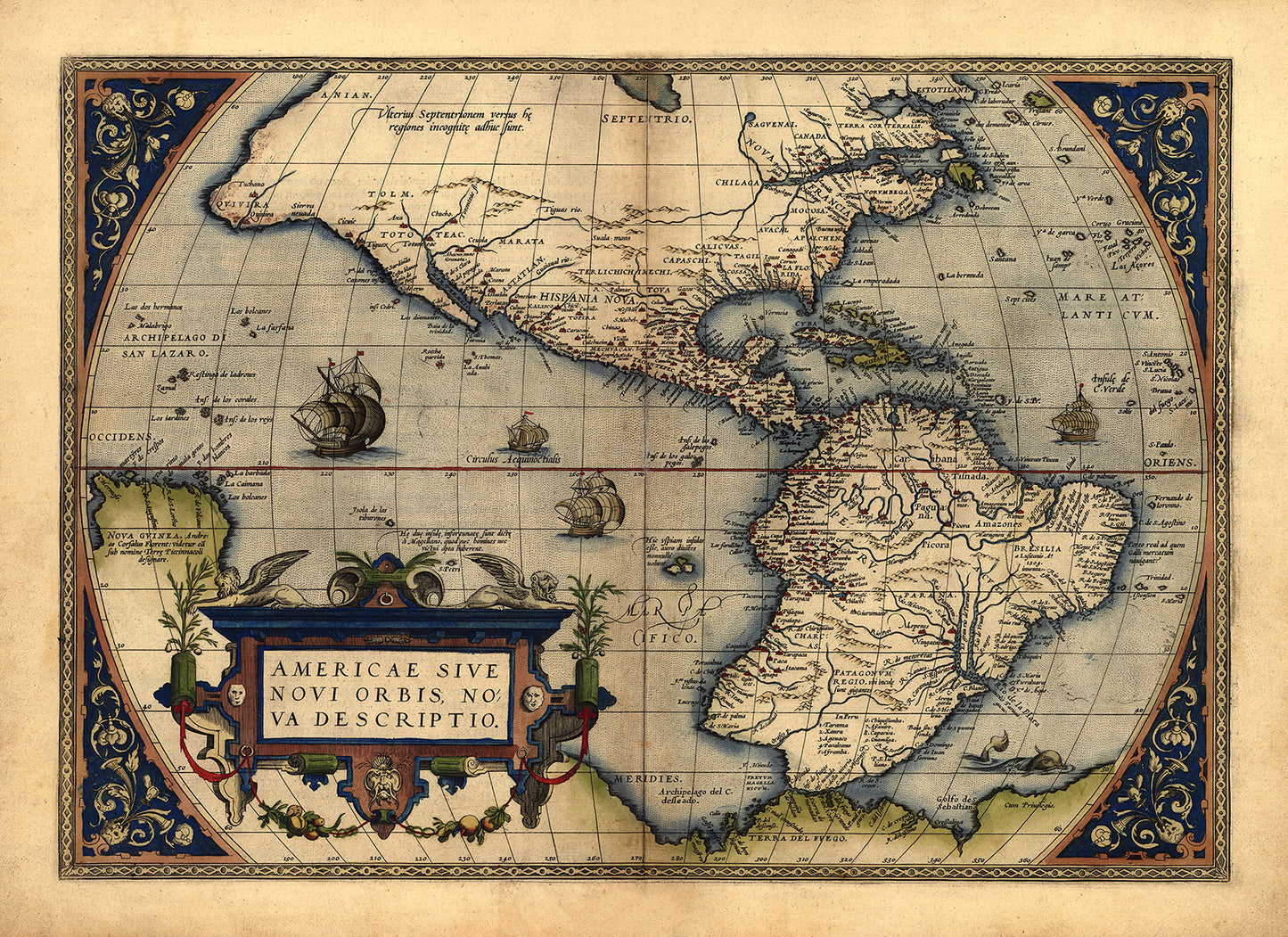 Ancient America Map Print 1570