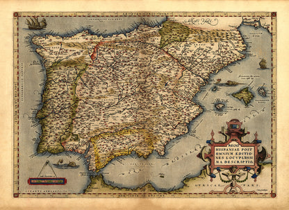 Ancient Spain Map Print 1570