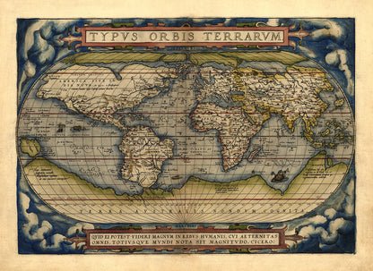 Ancient World Map Print 1570