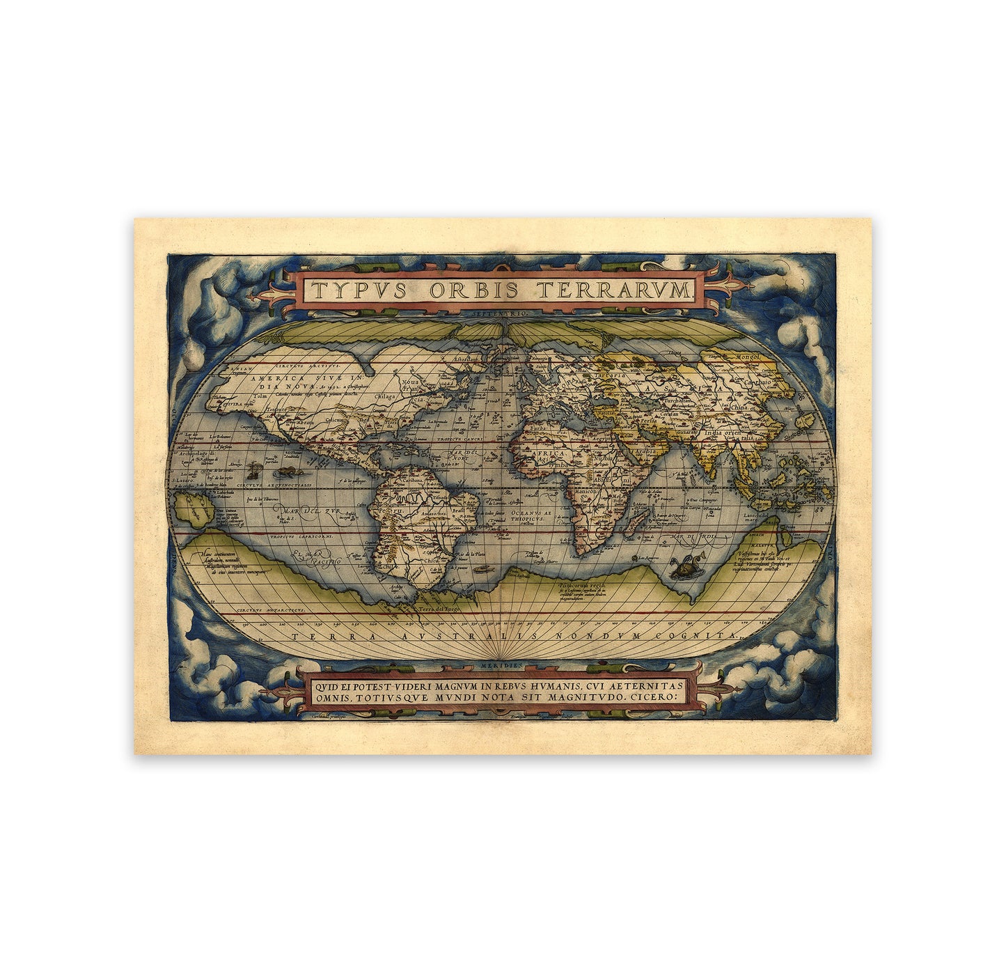 Ancient World Map Print 1570