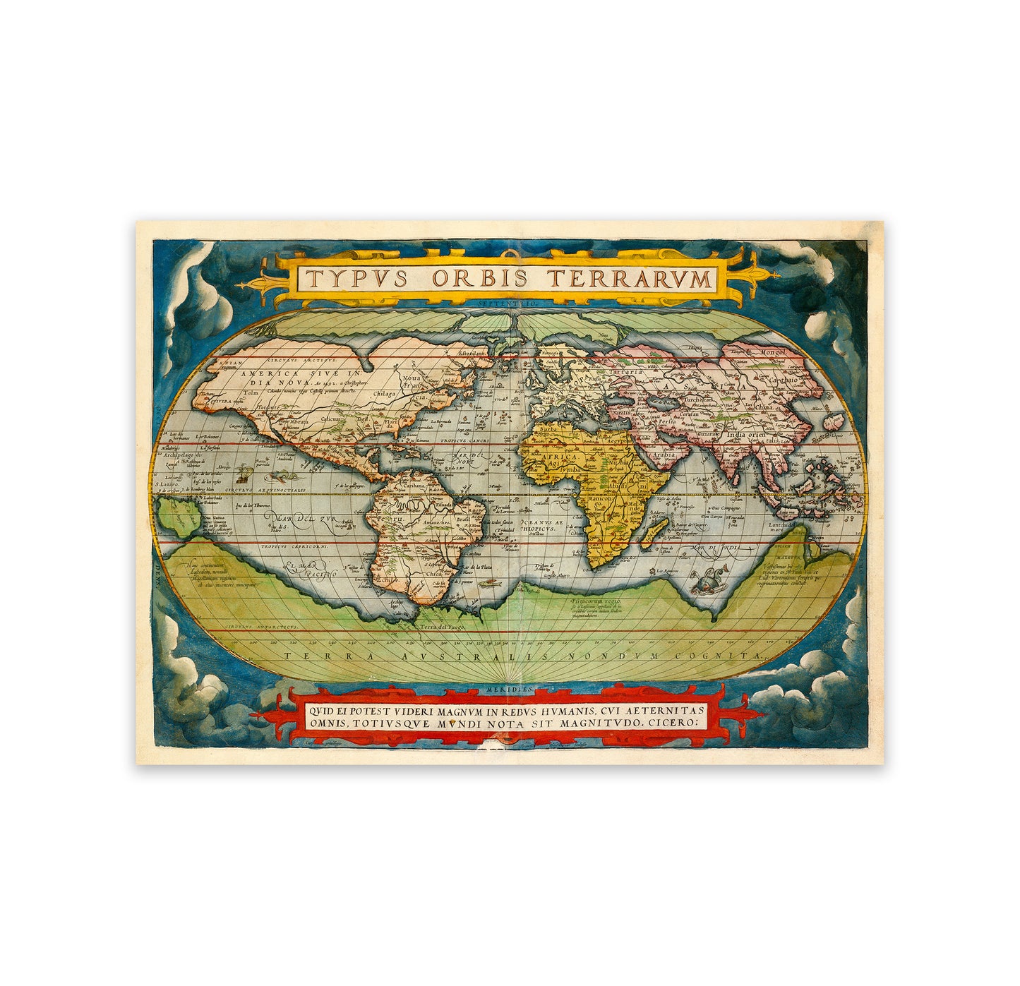 Ancient Map Of The World Print 1570