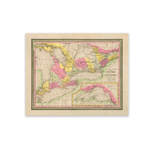 Old Map of Upper Canada Map Print