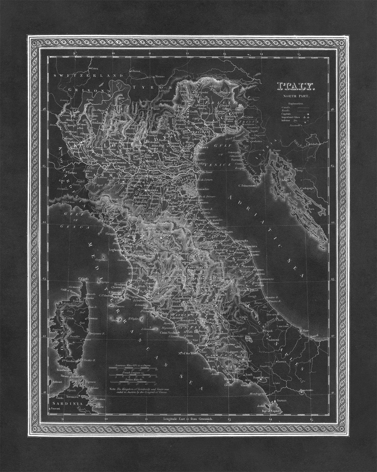 Old Map of North Italy Print