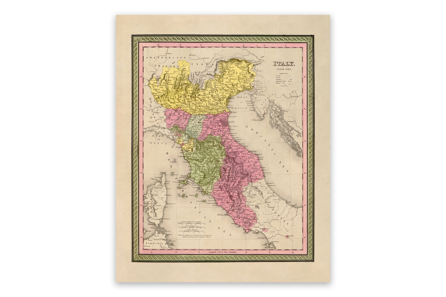 Old Map of North Italy Print