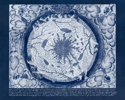 Subterranean Oceans Diagram Hollow Earth  Map Print 1668