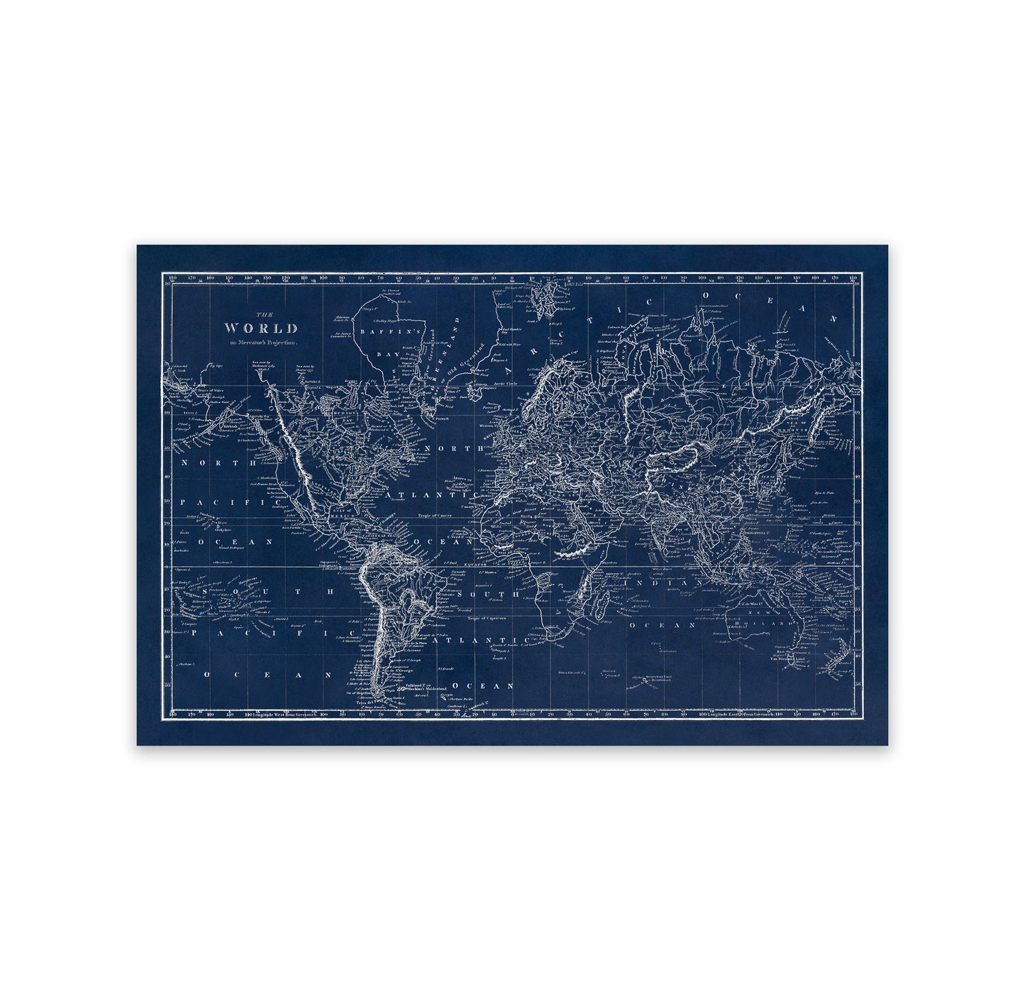 Mercator Projection World Map Print 1810