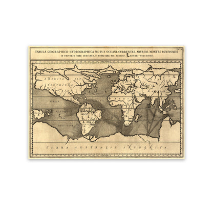 Ancient Subterranean Volcano World Map Print 1668