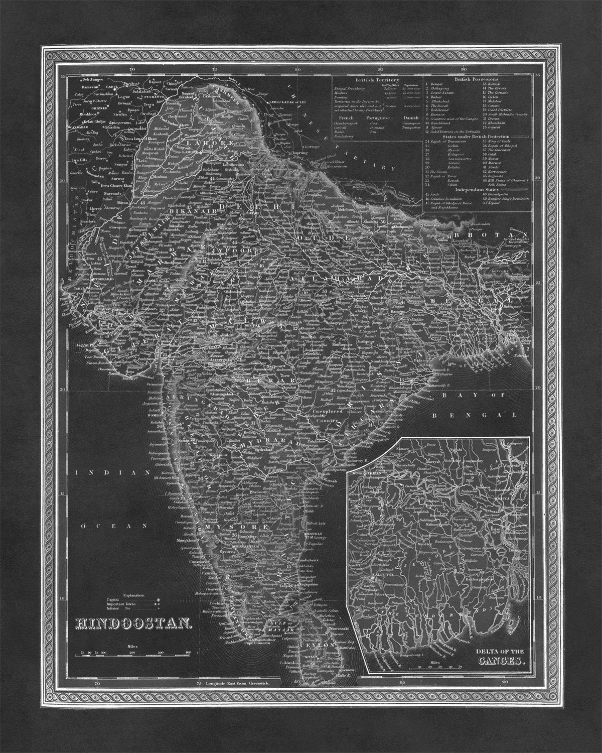 India Hindustan Map Print