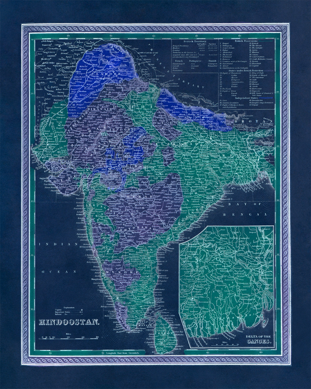 India Hindustan Map Print